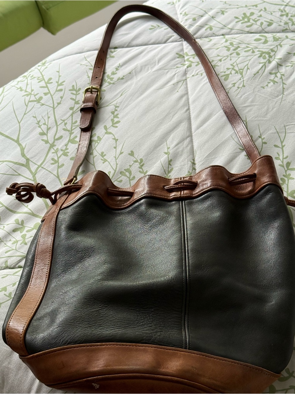 Coach Two-Tone Leather Messenger Bag - Black and Brown - Picture 4 of 4